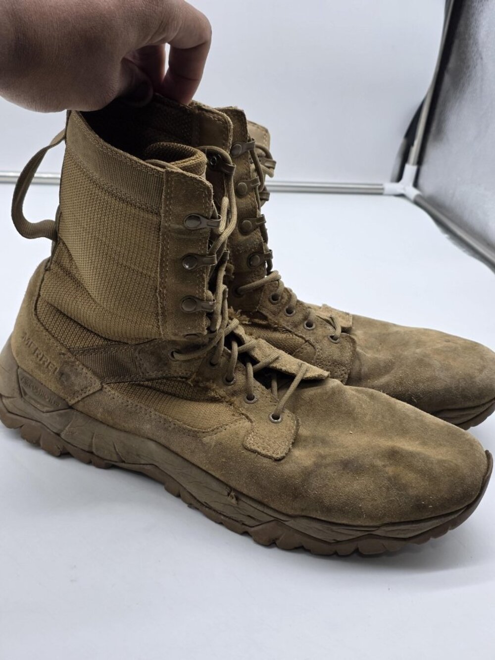 Merrell Boots Men 13 Brown mqc coyote Suede Tactical Combat Lace J099375 Damaged